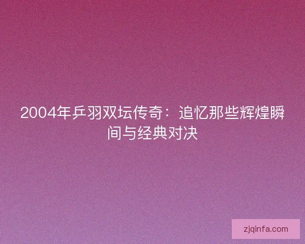 2004年乒羽双坛传奇:追忆那些辉煌瞬间与经典对决 2004年乒羽双坛传奇:追忆那些辉煌瞬间与经典对决
