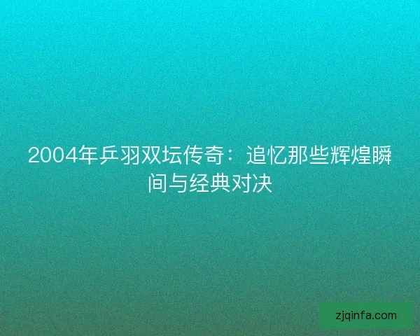 2004年乒羽双坛传奇:追忆那些辉煌瞬间与经典对决 2004年乒羽双坛传奇:追忆那些辉煌瞬间与经典对决